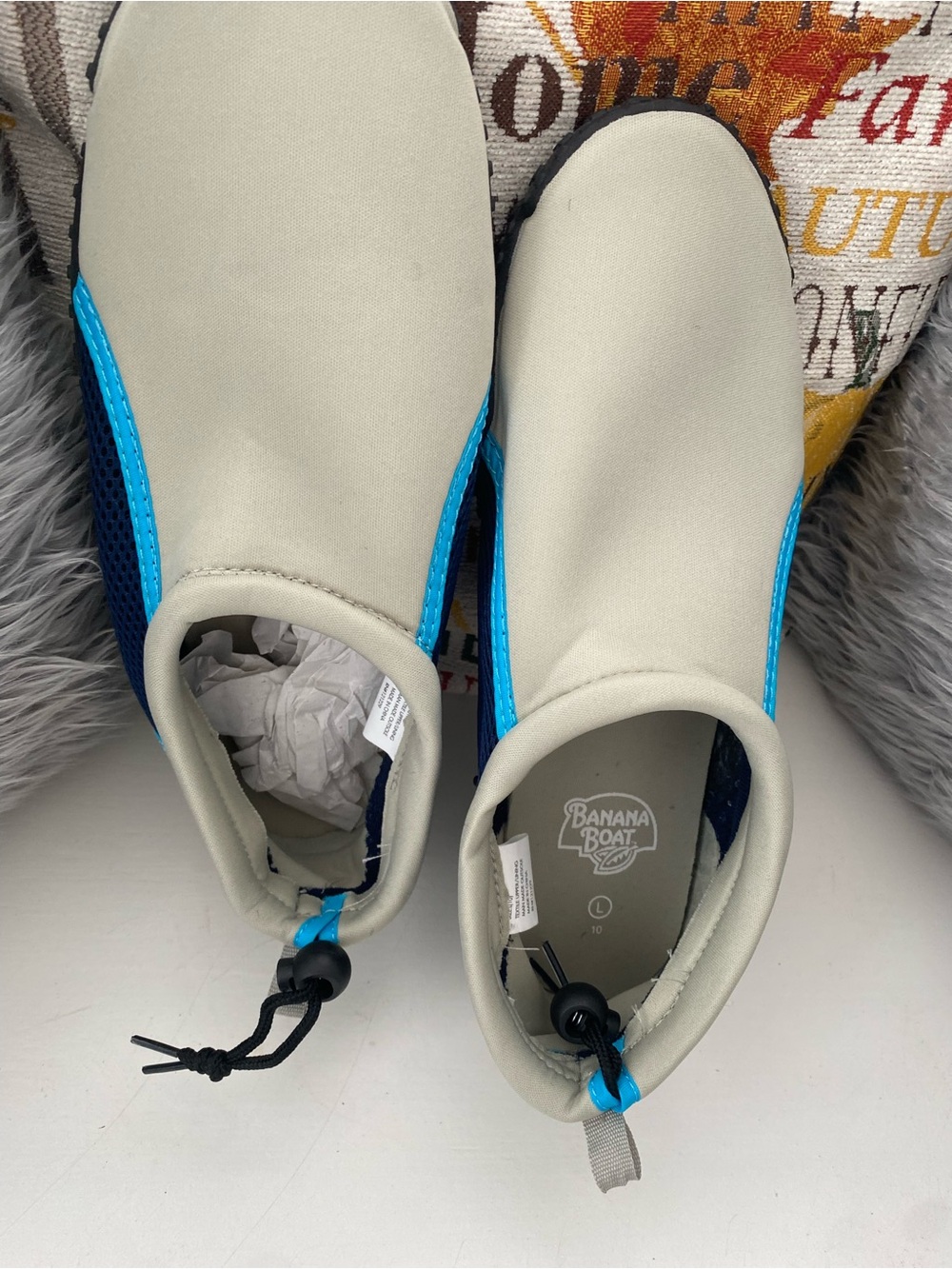 Banana Boat Men’s Beige and Blue Slip-On Boat Shoes